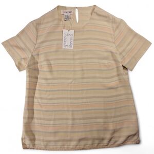 Talbots Beige and Cream Silk Top